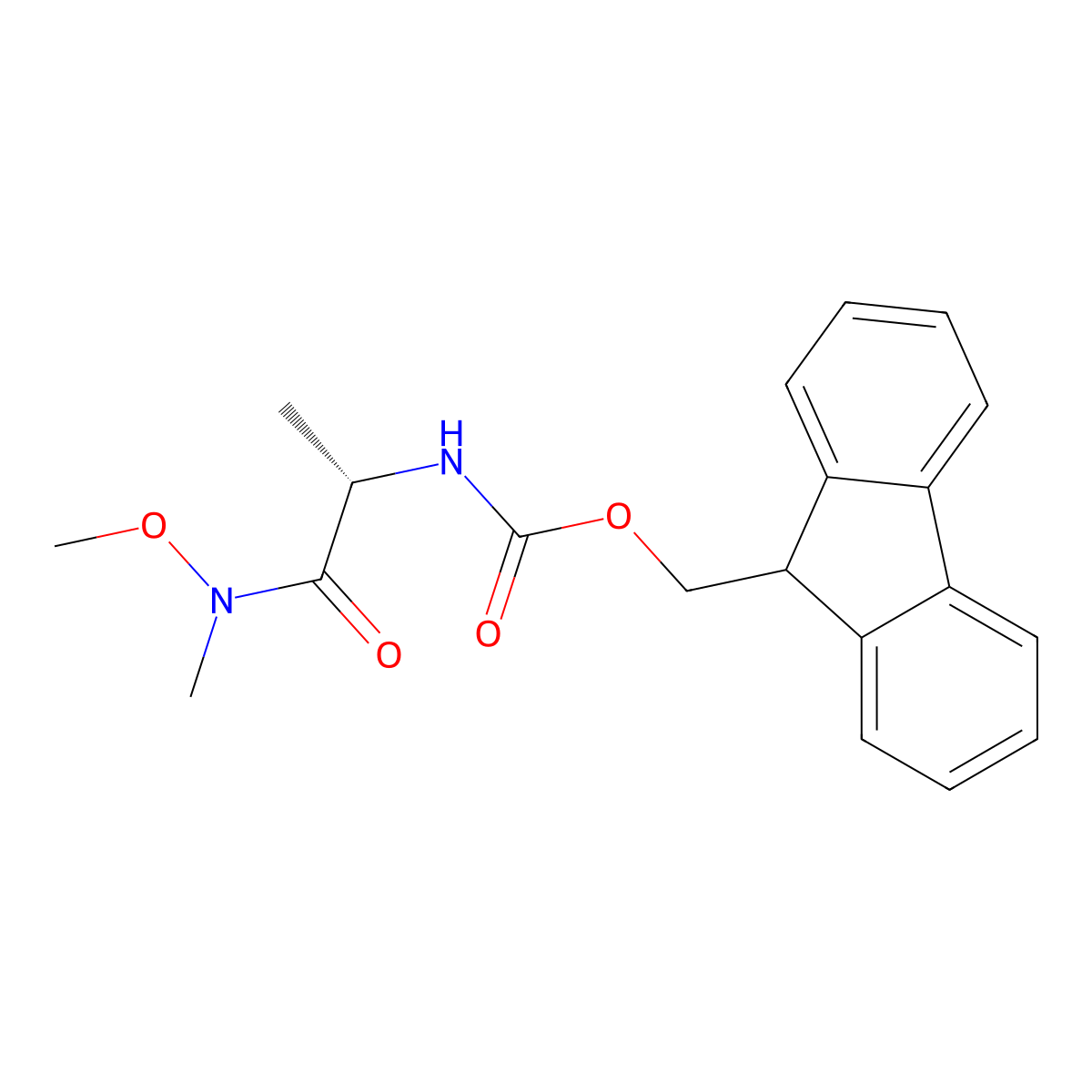 N-alpha-(9-Fluorenylmethyloxycarbonyl)-N-methyl-N-methyloxy-L-alanine amide molecular structure, CAS 198542-03-9
