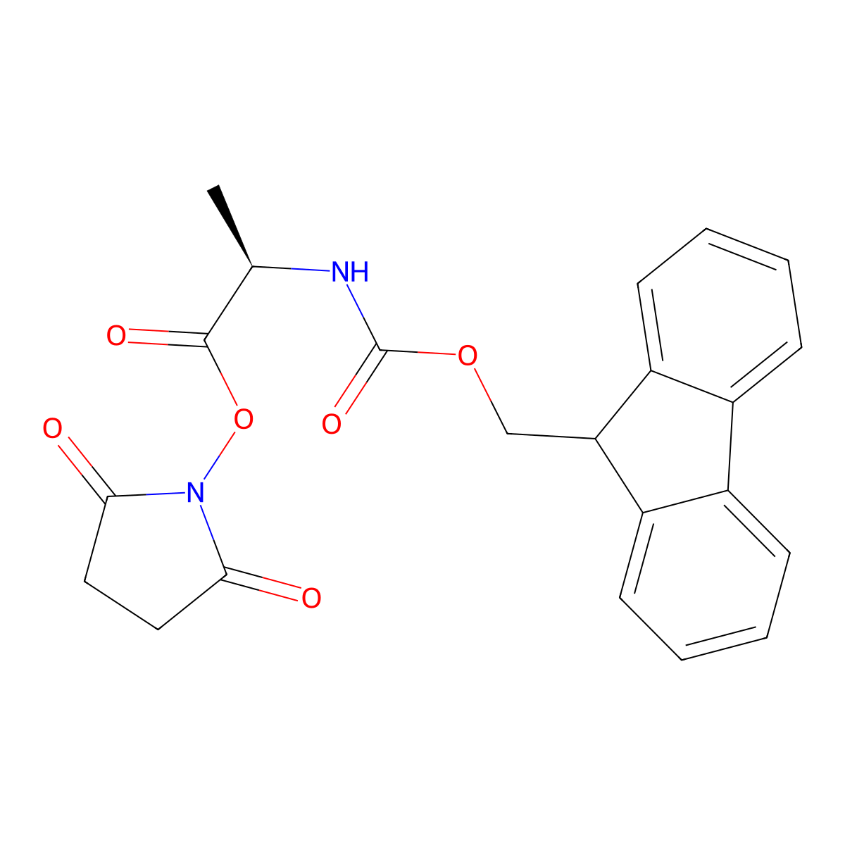 N-alpha-(9-Fluorenylmethyloxycarbonyl)-D-alanine succinimidyl ester (Fmoc-D-Ala-OSu) molecular structure, CAS 198543-47-4