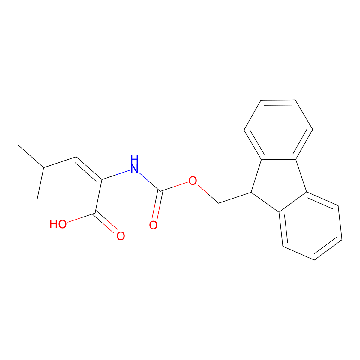 (E)-2-(9H-fluoren-9-ylmethoxycarbonylamino)-4-methyl-pent-2-enoic acid molecular structure, CAS 198546-09-7