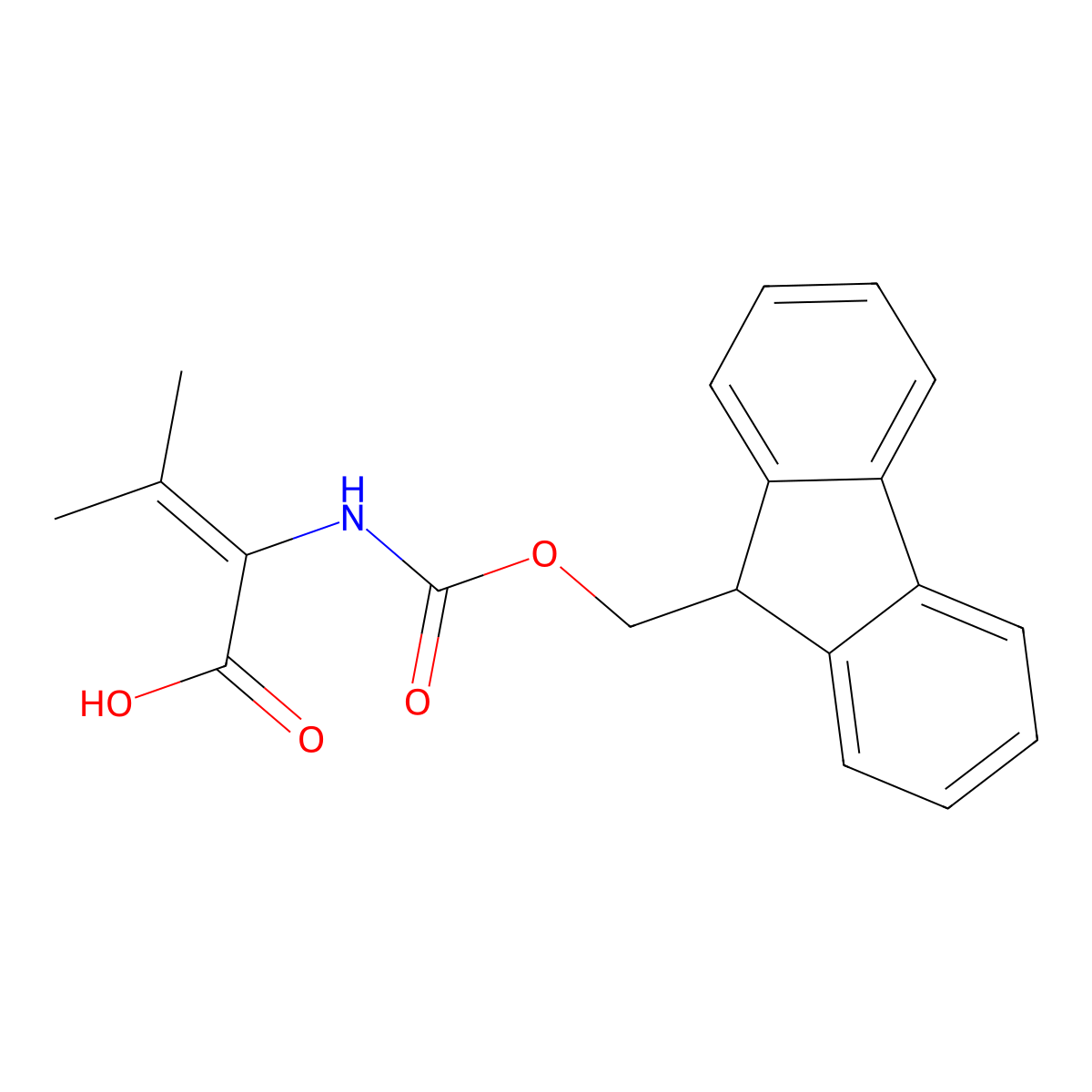 Fmoc-2,3-dehydroval-OH molecular structure, CAS 198546-38-2