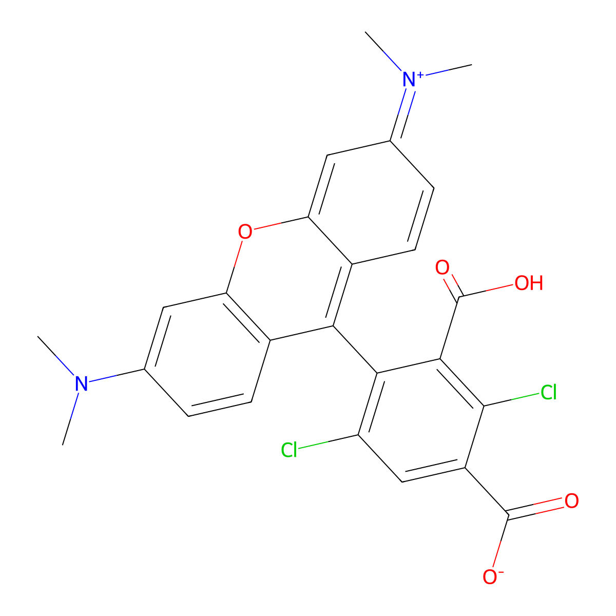 4-(3,6-Bis(dimethylamino)xanthylium-9-yl)-3-carboxy-2,5-dichlorobenzoate molecular structure, CAS 198546-47-3