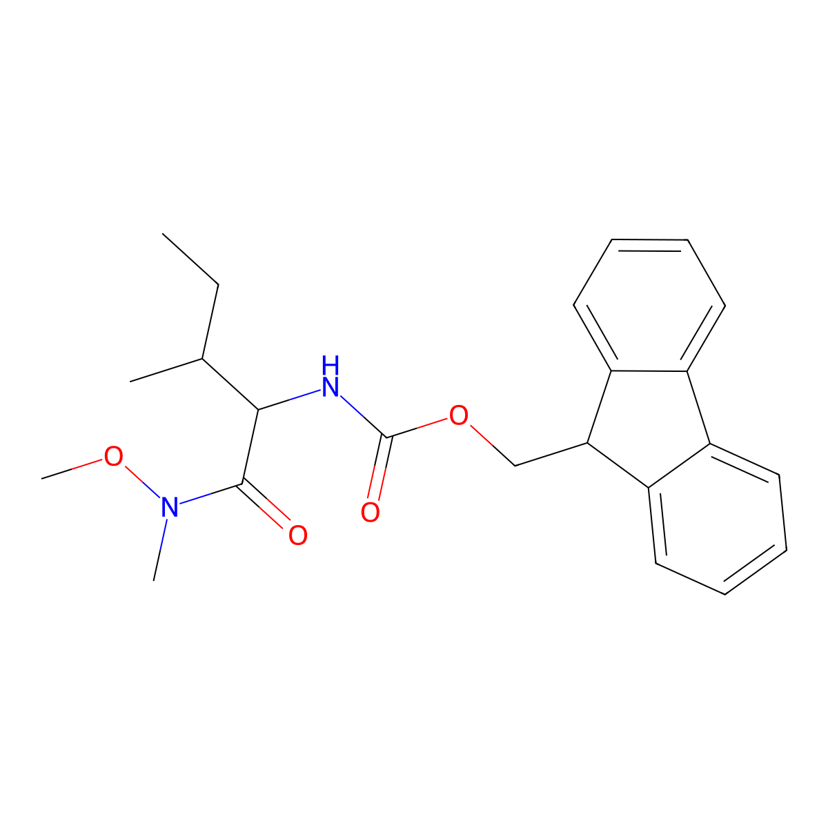 N-alpha-(9-Fluorenylmethyloxycarbonyl)-N-methyl-N-methyloxy-L-isoleucine amide molecular structure, CAS 198546-52-0
