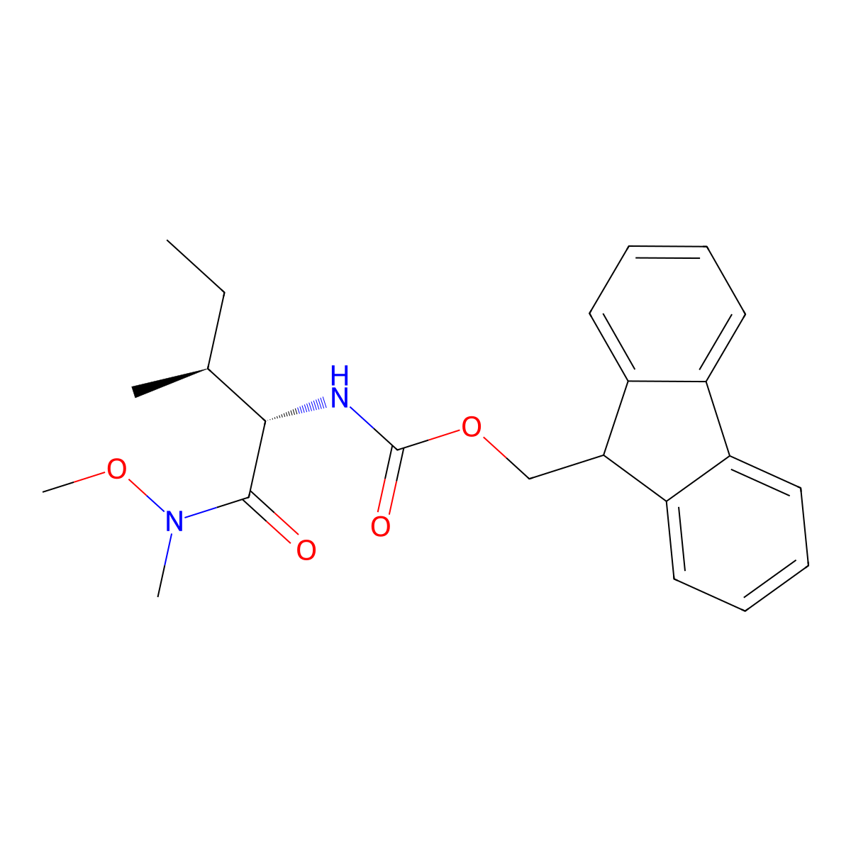 N-alpha-(9-Fluorenylmethyloxycarbonyl)-N-methyl-N-methyloxy-L-isoleucine amide molecular structure, CAS 198546-52-0