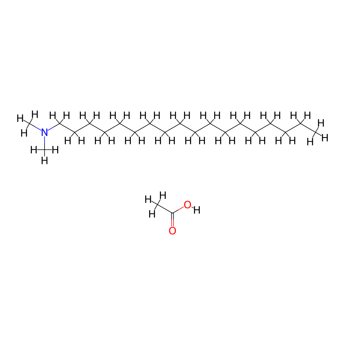 1-Octadecanamine, N,N-dimethyl-, acetate (1:1) molecular structure, CAS 19855-61-9