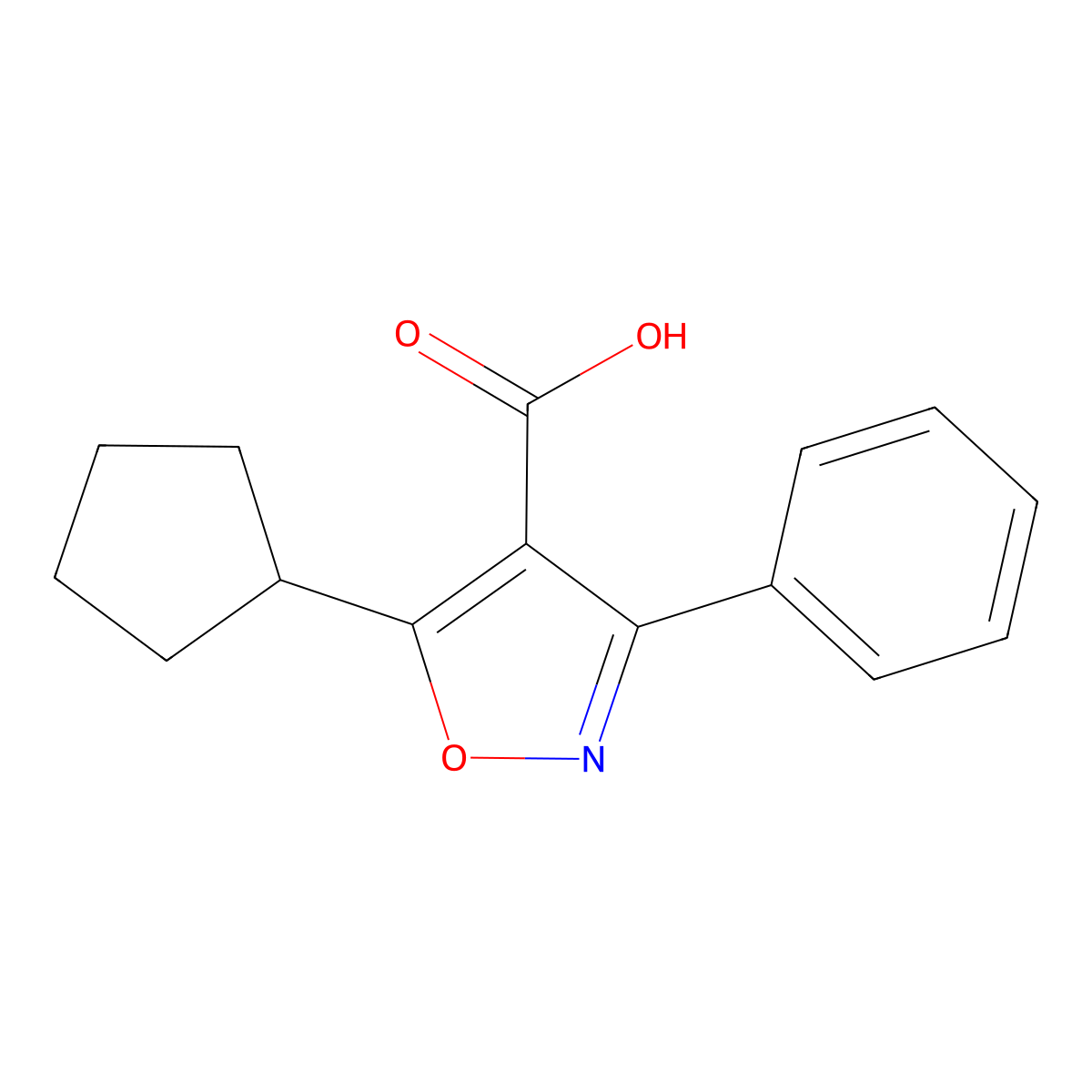 5-Cyclopentyl-3-phenyl-1,2-oxazole-4-carboxylic acid molecular structure, CAS 1985536-79-5