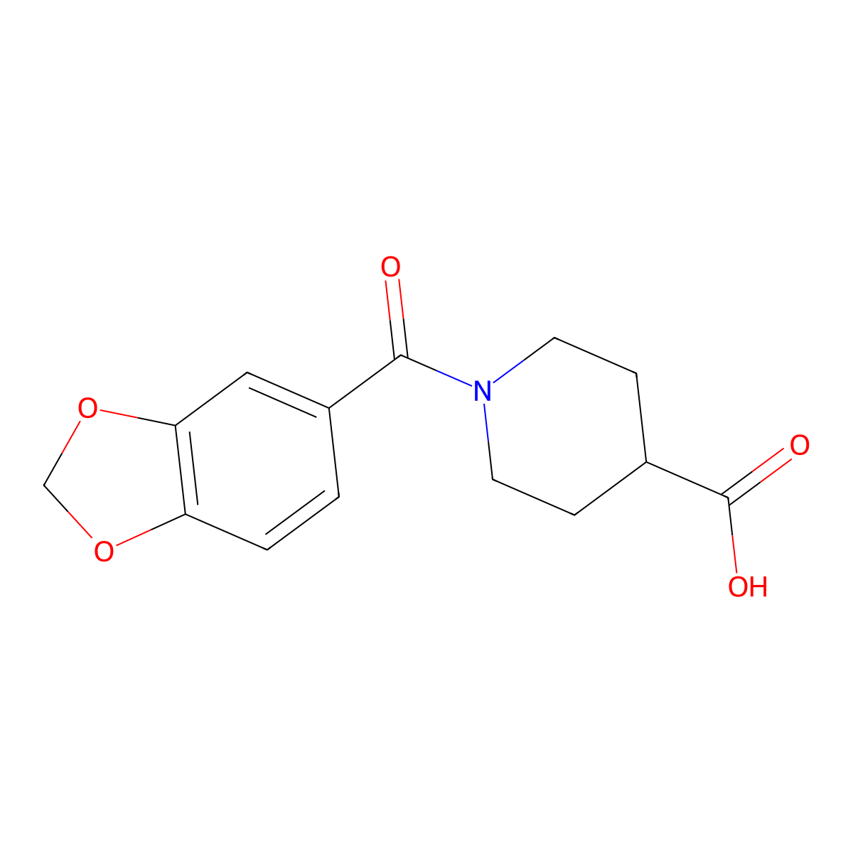 1-(1,3-Benzodioxole-5-carbonyl)piperidine-4-carboxylic acid molecular structure, CAS 198554-82-4