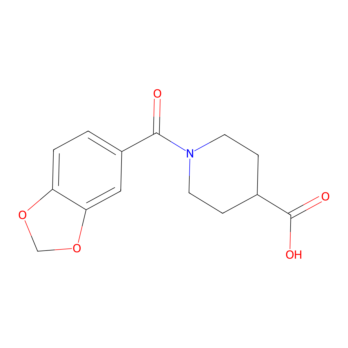 1-(1,3-Benzodioxole-5-carbonyl)piperidine-4-carboxylic acid molecular structure, CAS 198554-82-4