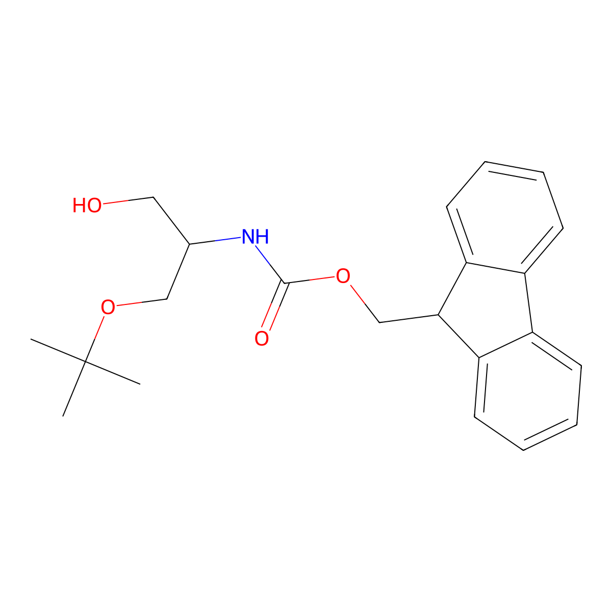 (R)-(9H-Fluoren-9-yl)methyl (1-(tert-butoxy)-3-hydroxypropan-2-yl)carbamate molecular structure, CAS 198561-87-4