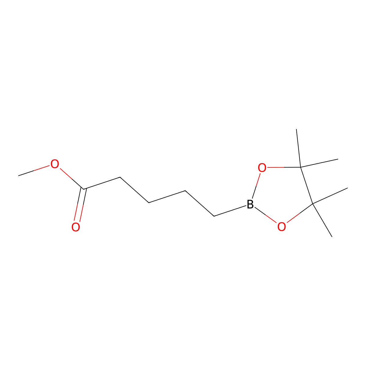 Methyl 5-(4,4,5,5-tetramethyl-1,3,2-dioxaborolan-2-yl)pentanoate molecular structure, CAS 1985620-97-0