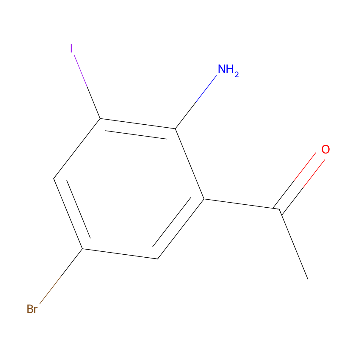 1-(2-Amino-5-bromo-3-iodophenyl)ethan-1-one molecular structure, CAS 1985633-67-7