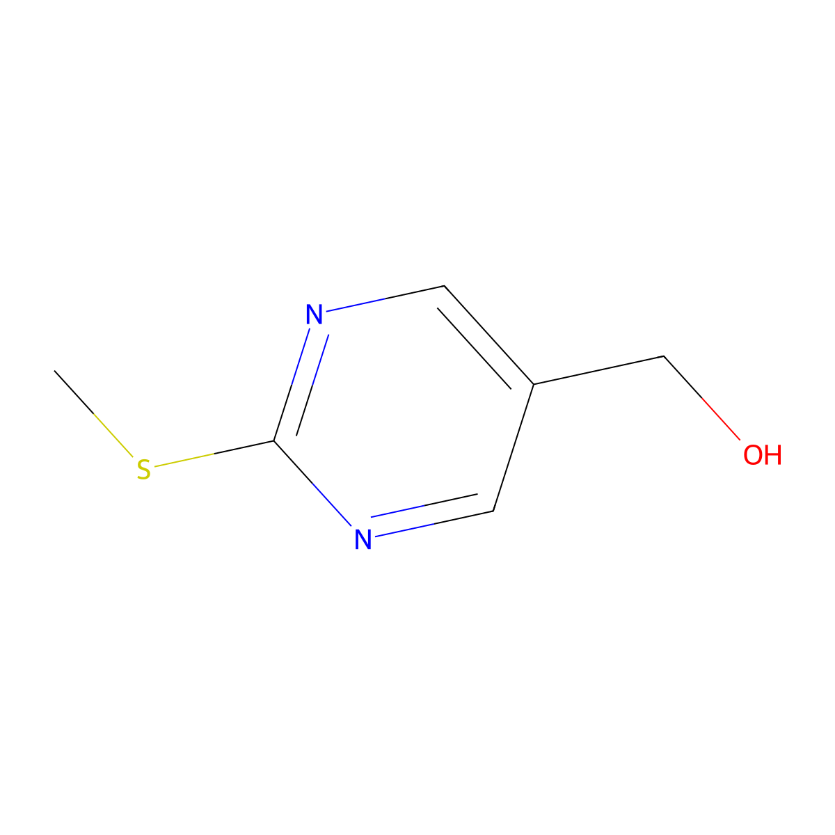 (2-(Methylsulfanyl)pyrimidin-5-yl)methanol molecular structure, CAS 19858-50-5