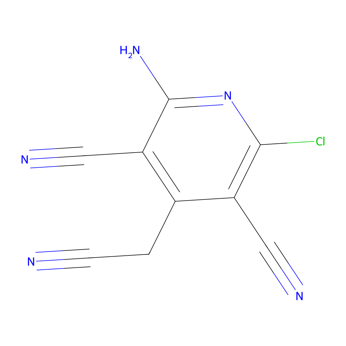 2-Amino-6-chloro-4-(cyanomethyl)pyridine-3,5-dicarbonitrile molecular structure, CAS 19858-57-2