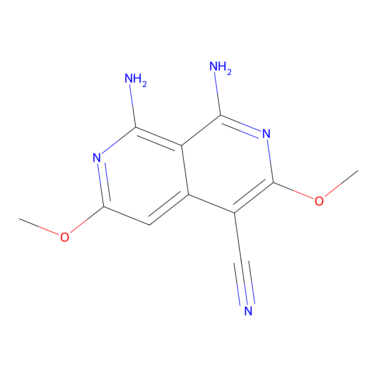 1,8-Diamino-3,6-dimethoxy-2,7-naphthyridine-4-carbonitrile molecular structure, CAS 19858-61-8