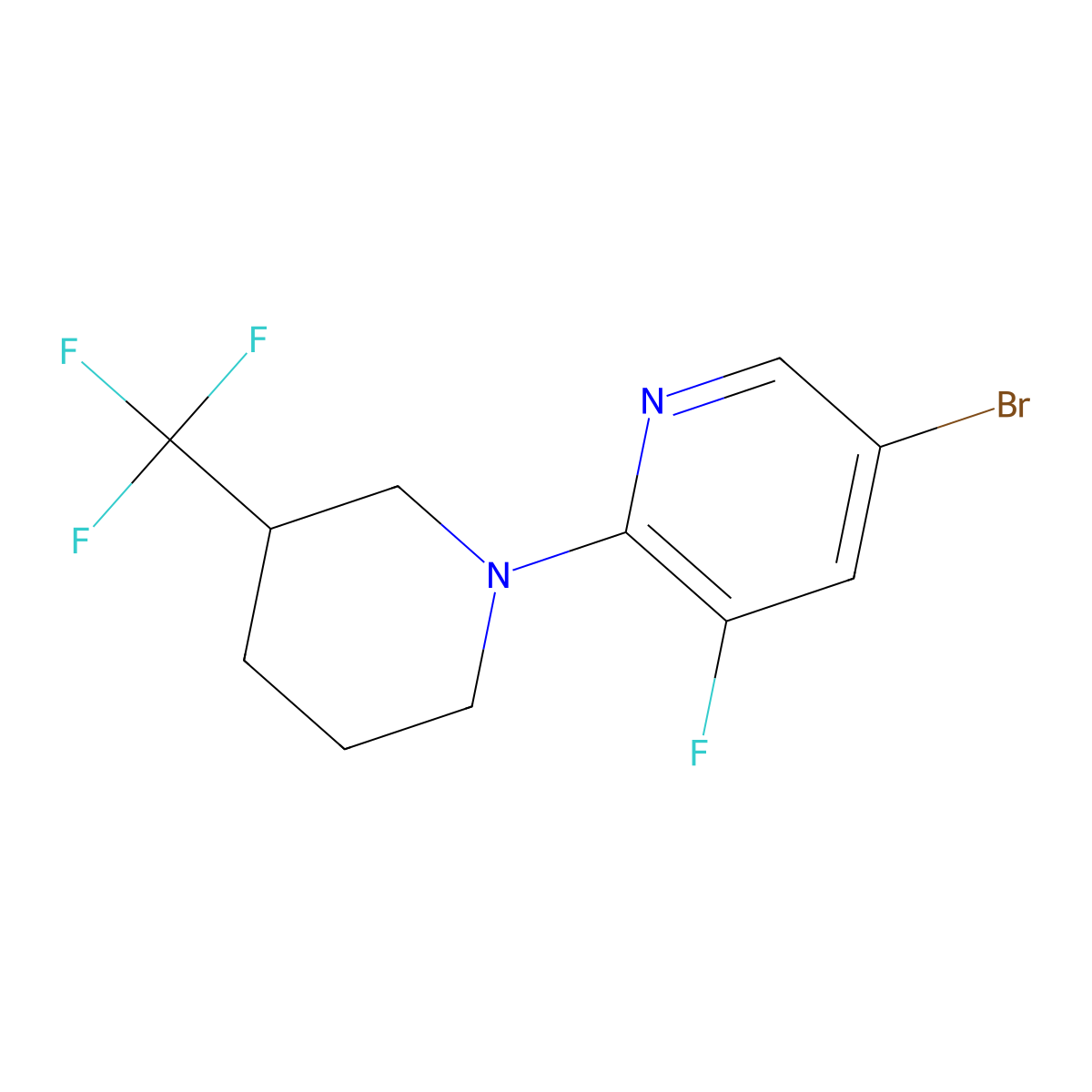 5-Bromo-3-fluoro-2-(3-(trifluoromethyl)piperidin-1-yl)pyridine molecular structure, CAS 1985962-90-0
