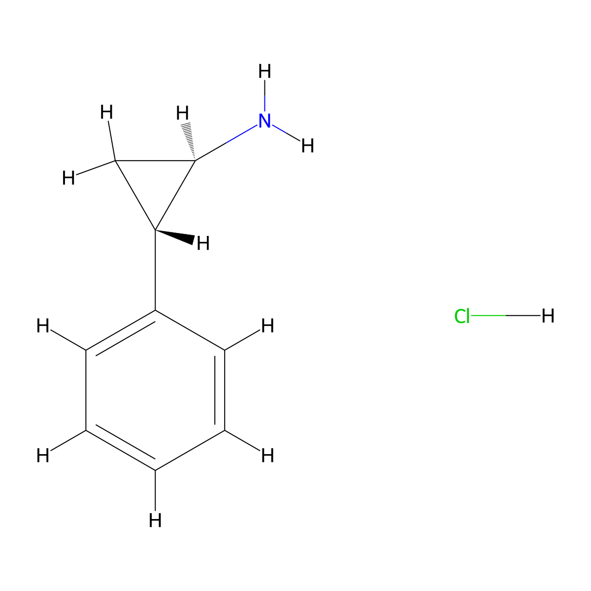 Tranylcypromine hydrochloride molecular structure, CAS 1986-47-6