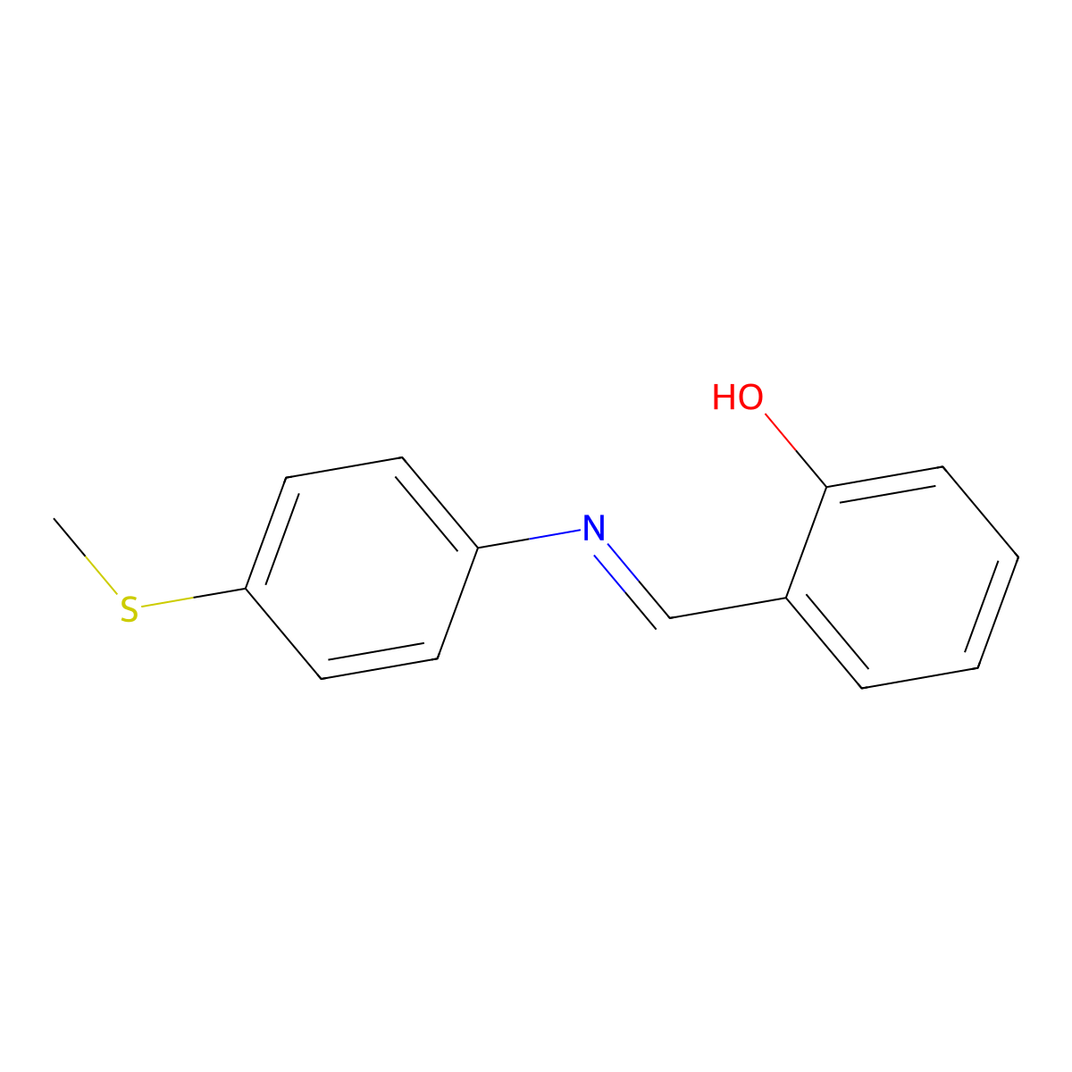 2-((E)-{[4-(methylthio)phenyl]imino}methyl)phenol molecular structure, CAS 19860-04-9