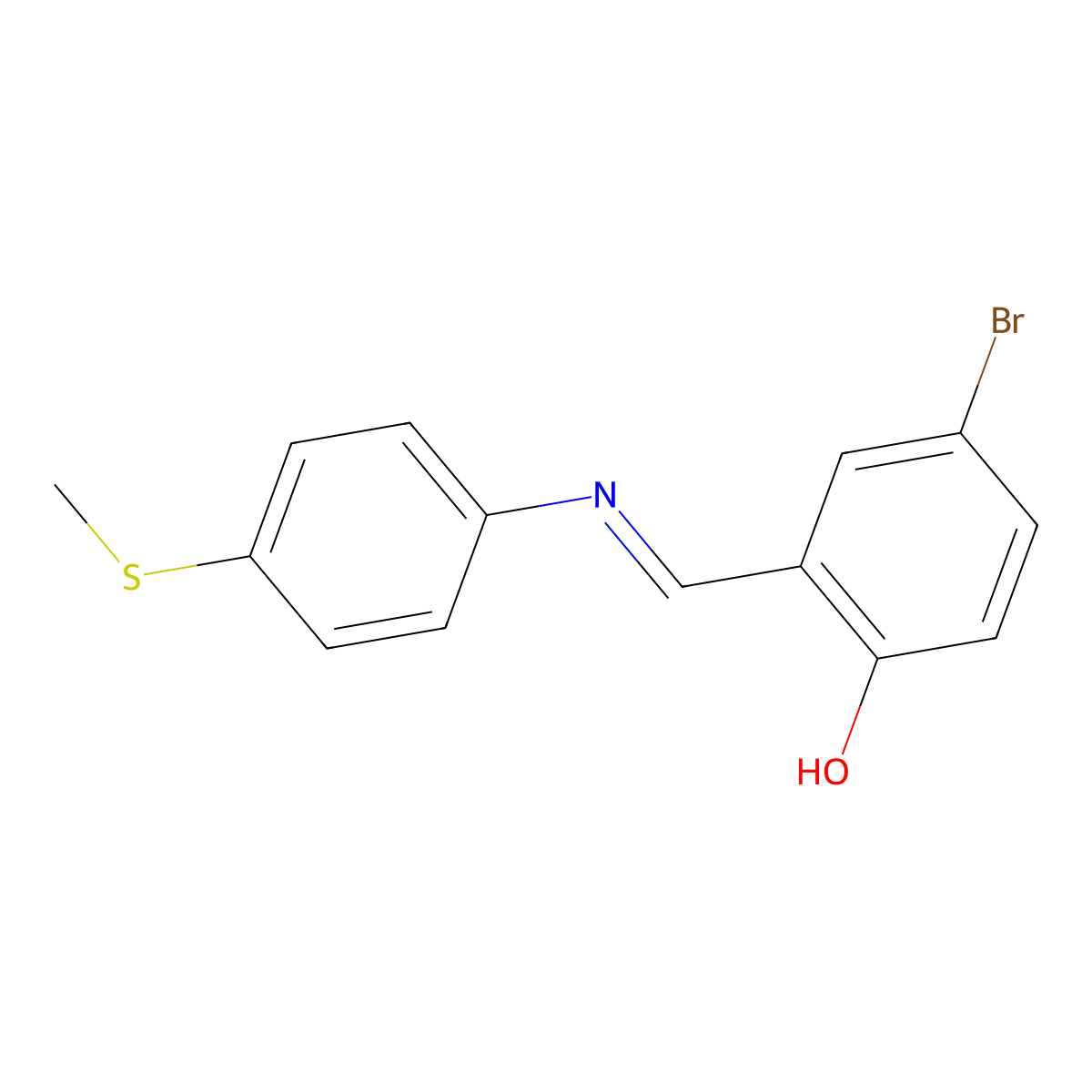 4-bromo-2-((E)-{[4-(methylthio)phenyl]imino}methyl)phenol molecular structure, CAS 19860-06-1