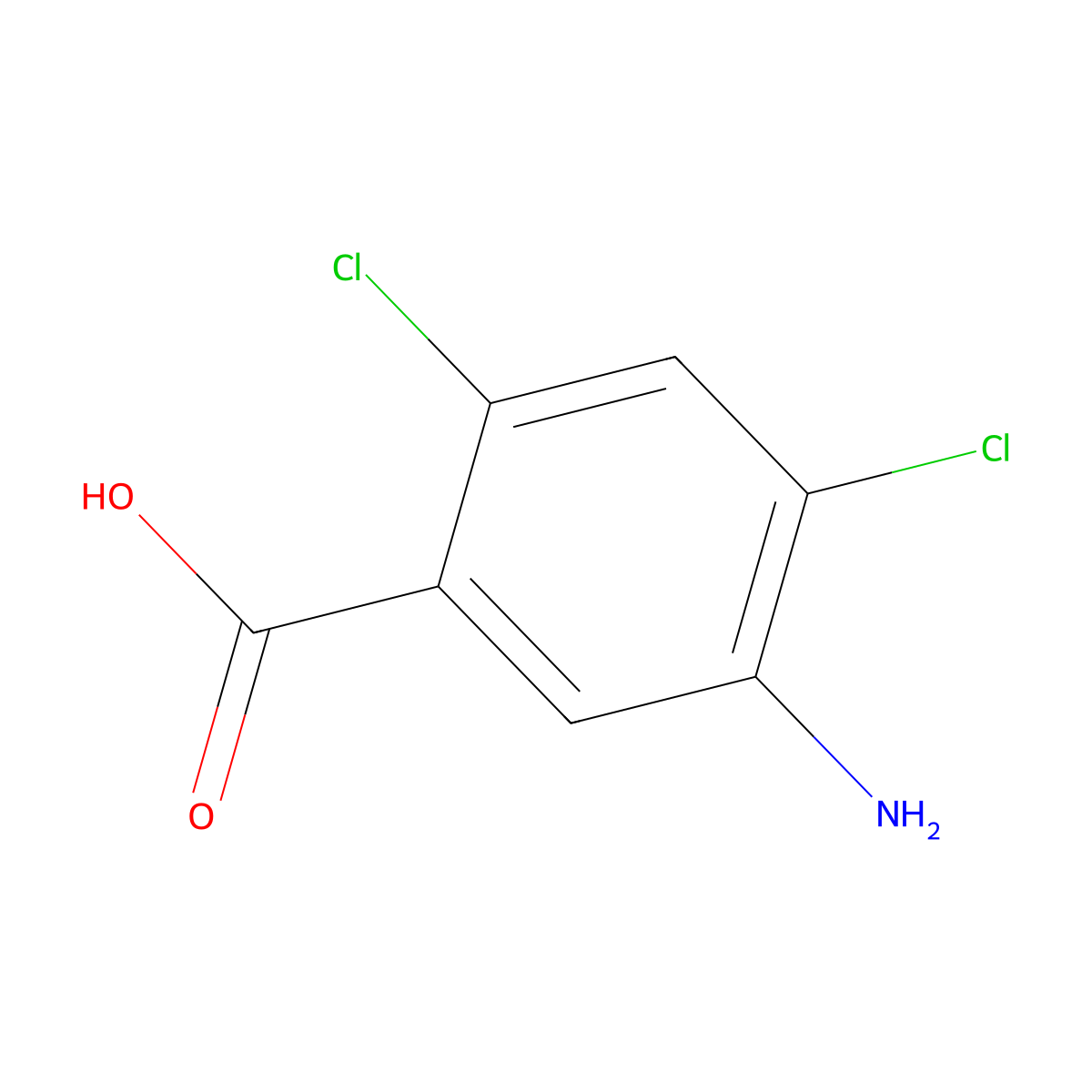 5-Amino-2,4-dichlorobenzoic acid molecular structure, CAS 19861-63-3
