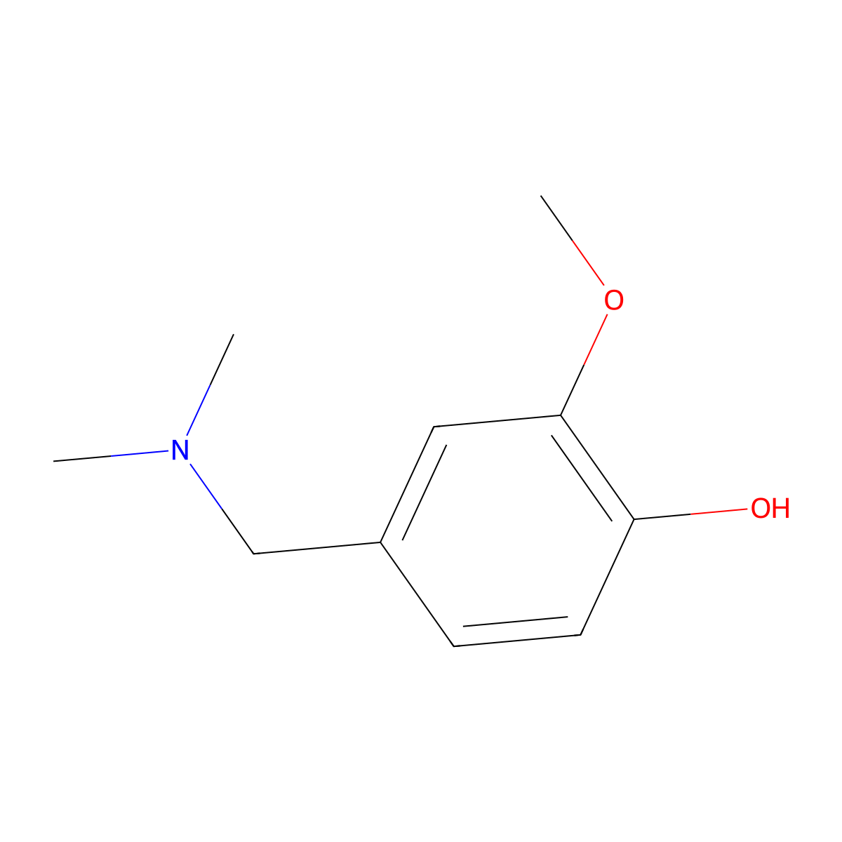 Phenol, 4-[(dimethylamino)methyl]-2-methoxy- molecular structure, CAS 19861-69-9