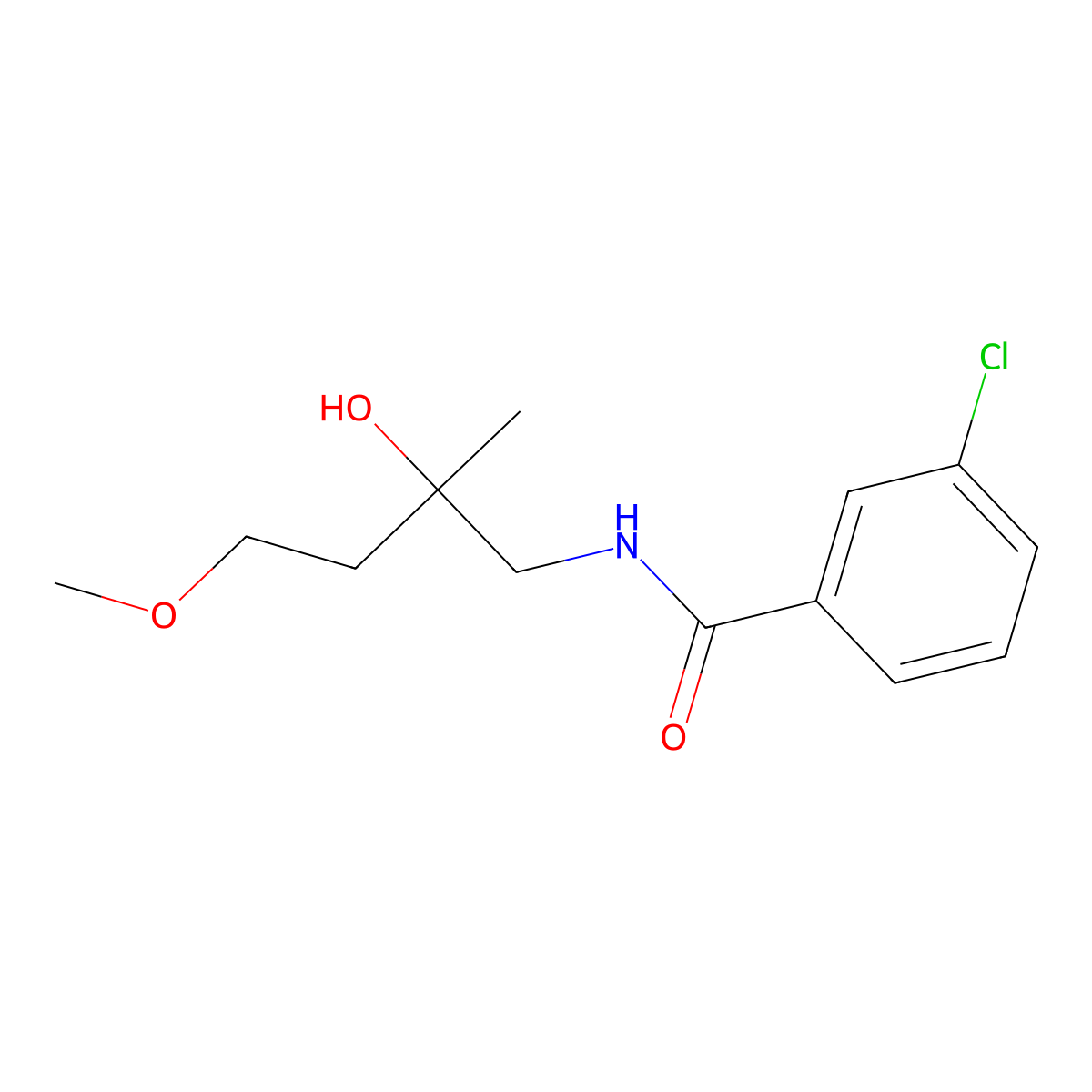 3-Chloro-N-(2-hydroxy-4-methoxy-2-methylbutyl)benzamide molecular structure, CAS 1986175-99-8