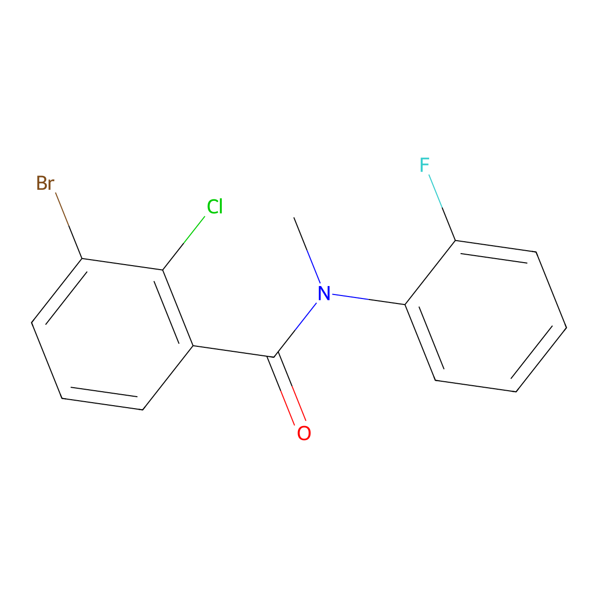 3-Bromo-2-chloro-N-(2-fluorophenyl)-N-methylbenzamide molecular structure, CAS 1986177-97-2