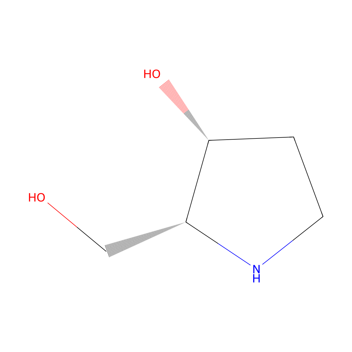 (2R,3R)-2-(hydroxymethyl)pyrrolidin-3-ol molecular structure, CAS 198625-17-1