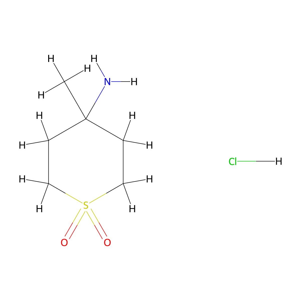 4-Amino-4-methyl-1lambda6-thiane-1,1-dione hydrochloride molecular structure, CAS 1986297-99-7
