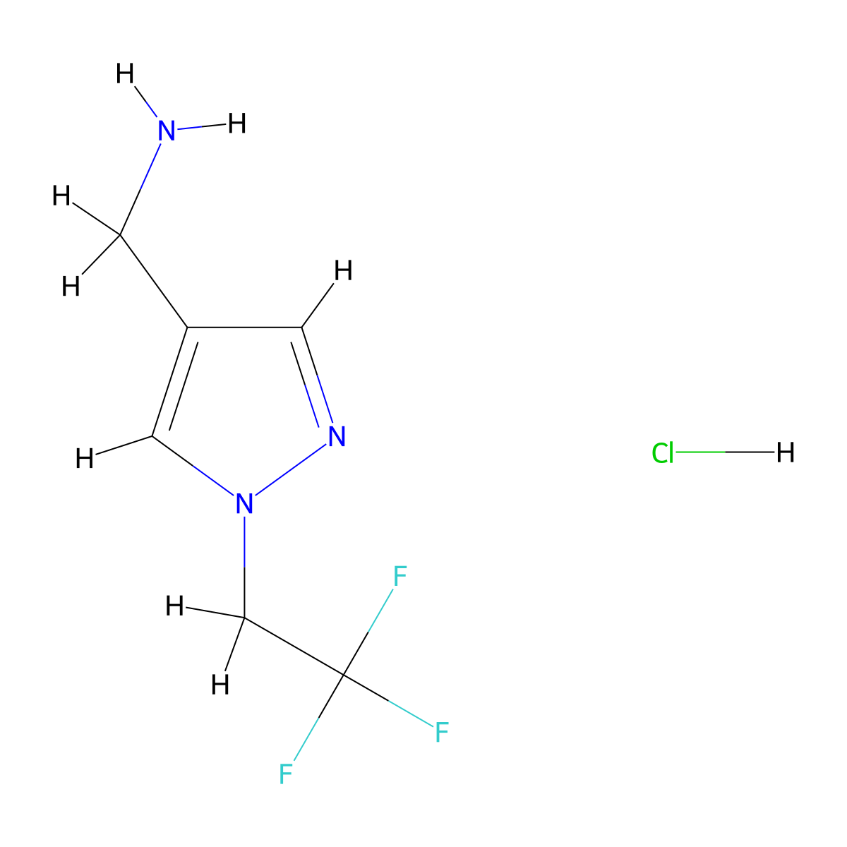 [1-(2,2,2-Trifluoroethyl)-1H-pyrazol-4-yl]methanamine hydrochloride molecular structure, CAS 1986298-02-5