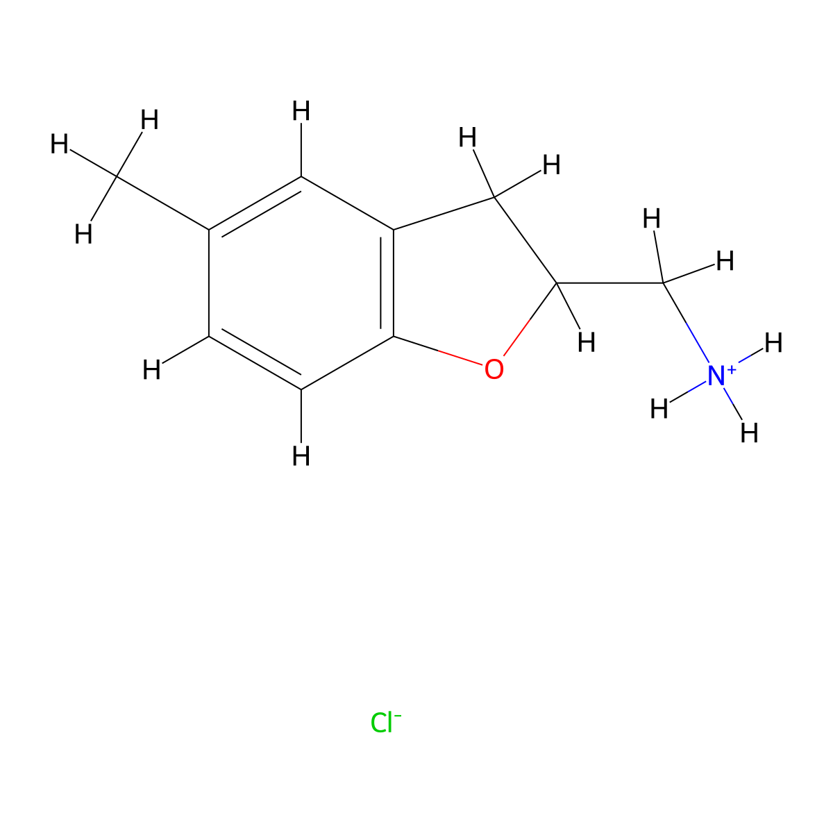 2-Benzofuranmethylamine, 2,3-dihydro-5-methyl-, hydrochloride molecular structure, CAS 19863-69-5