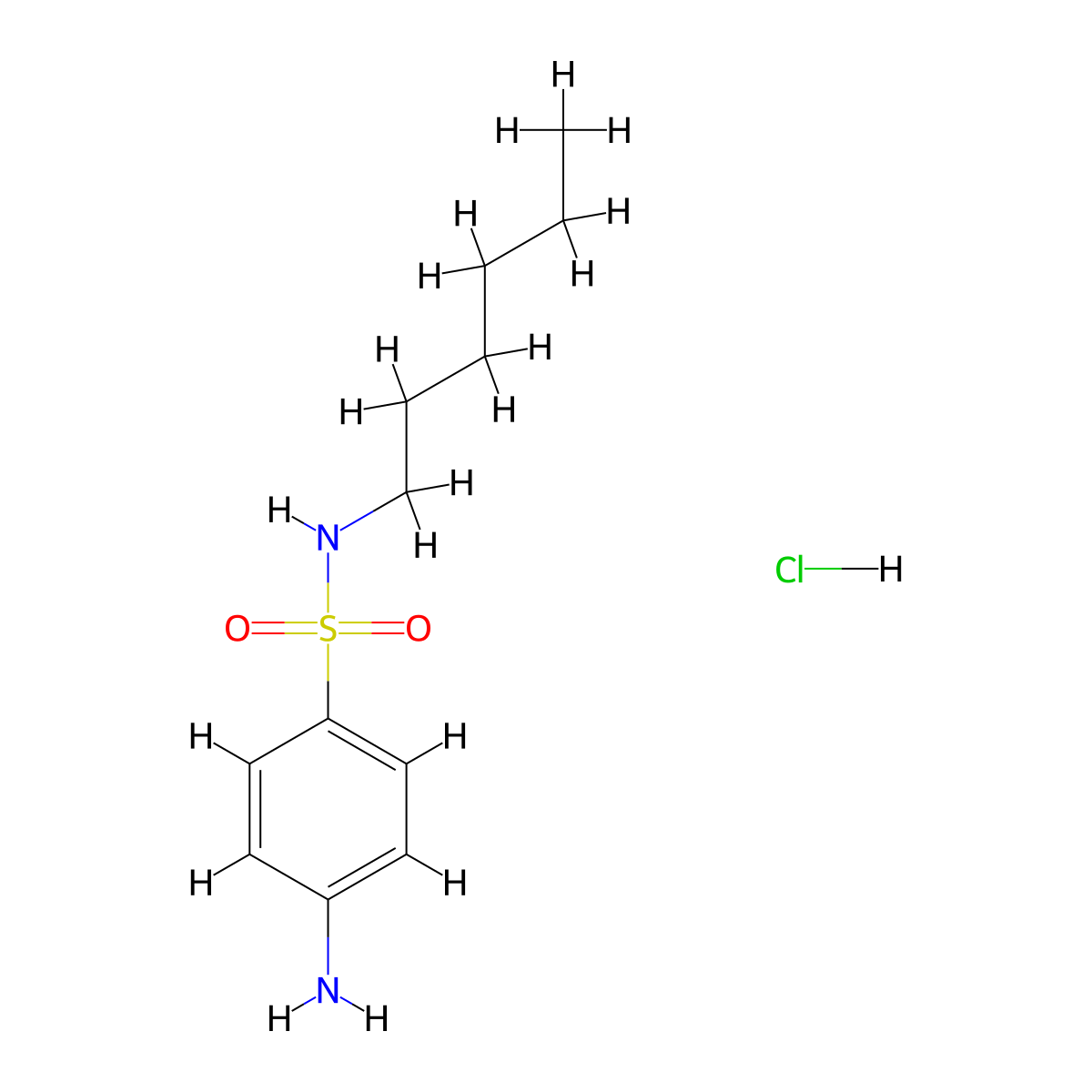 4-amino-N-hexylbenzenesulfonamide hydrochloride molecular structure, CAS 1986331-04-7