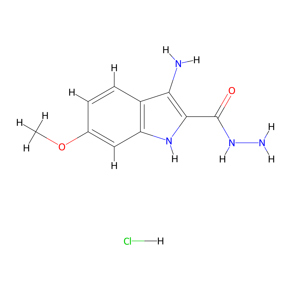 3-Amino-6-methoxy-1H-indole-2-carbohydrazide hydrochloride molecular structure, CAS 1986331-05-8