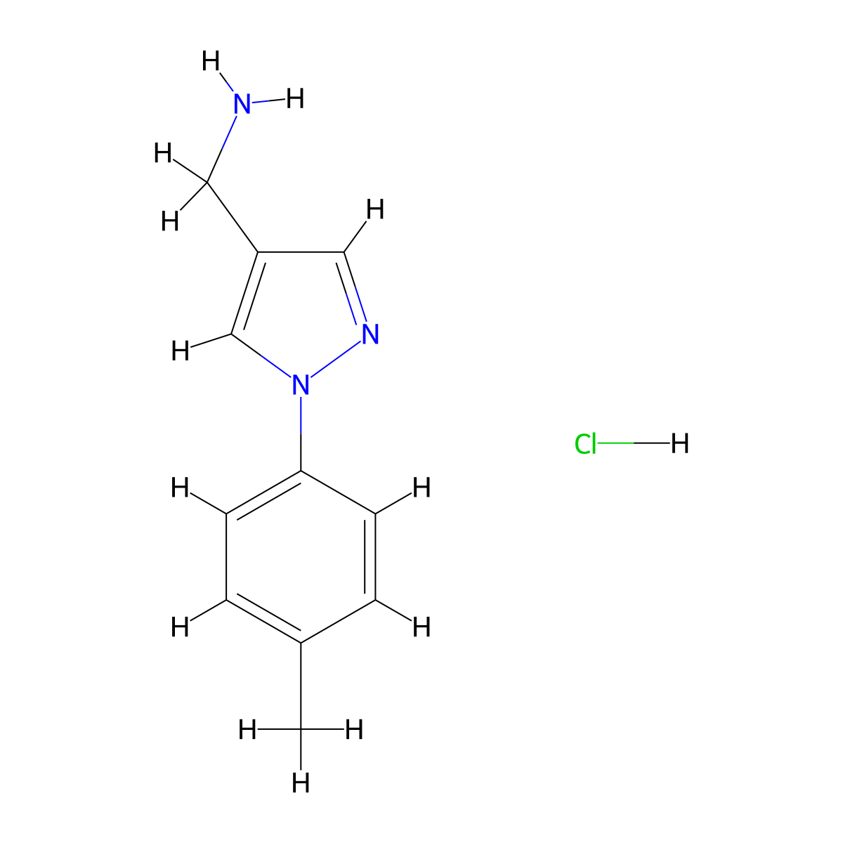 ([1-(4-Methylphenyl)-1h-pyrazol-4-yl]methyl)amine hydrochloride molecular structure, CAS 1986331-26-3