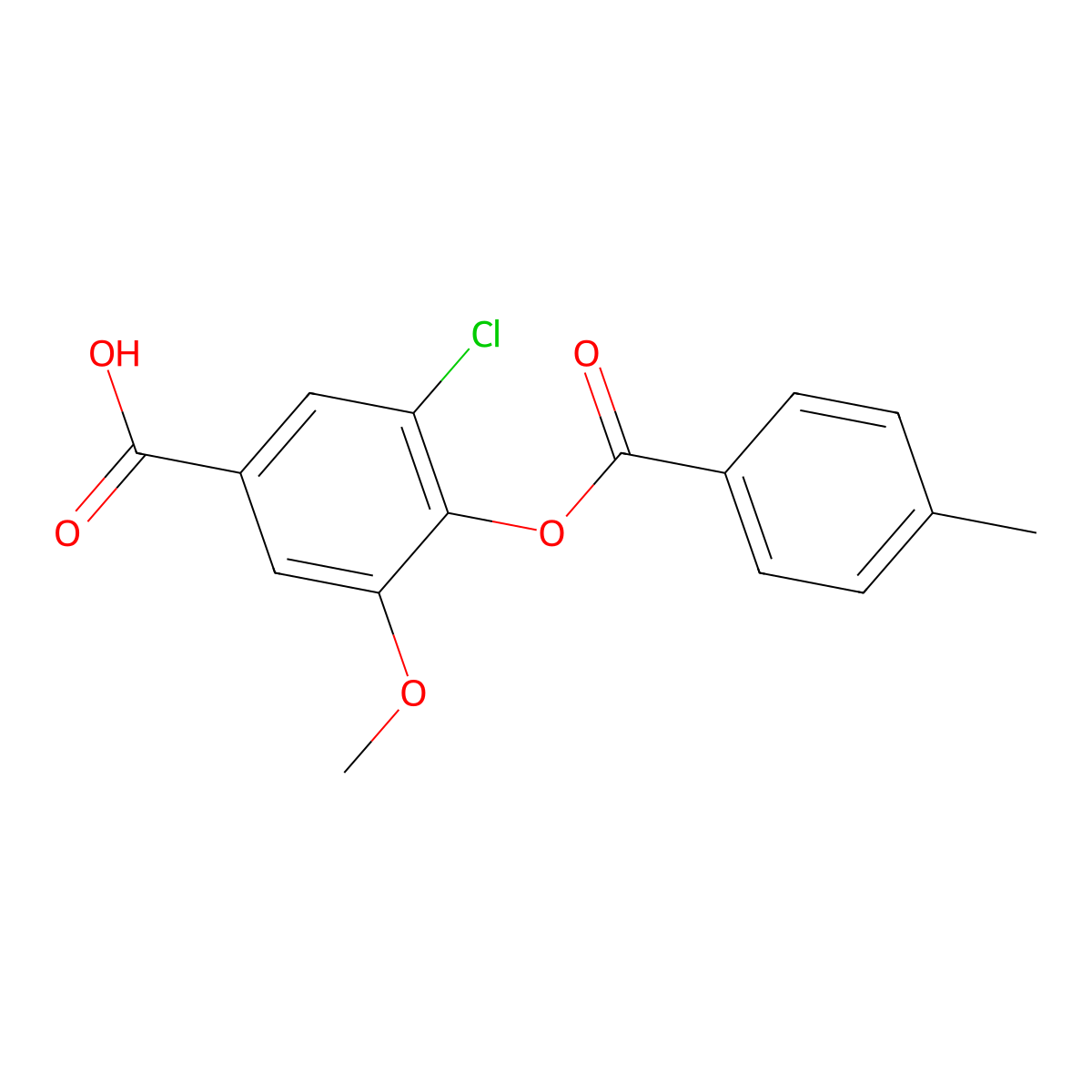 3-Chloro-5-methoxy-4-{[(4-methylphenyl)carbonyl]oxy}benzoic acid molecular structure, CAS 1986366-37-3