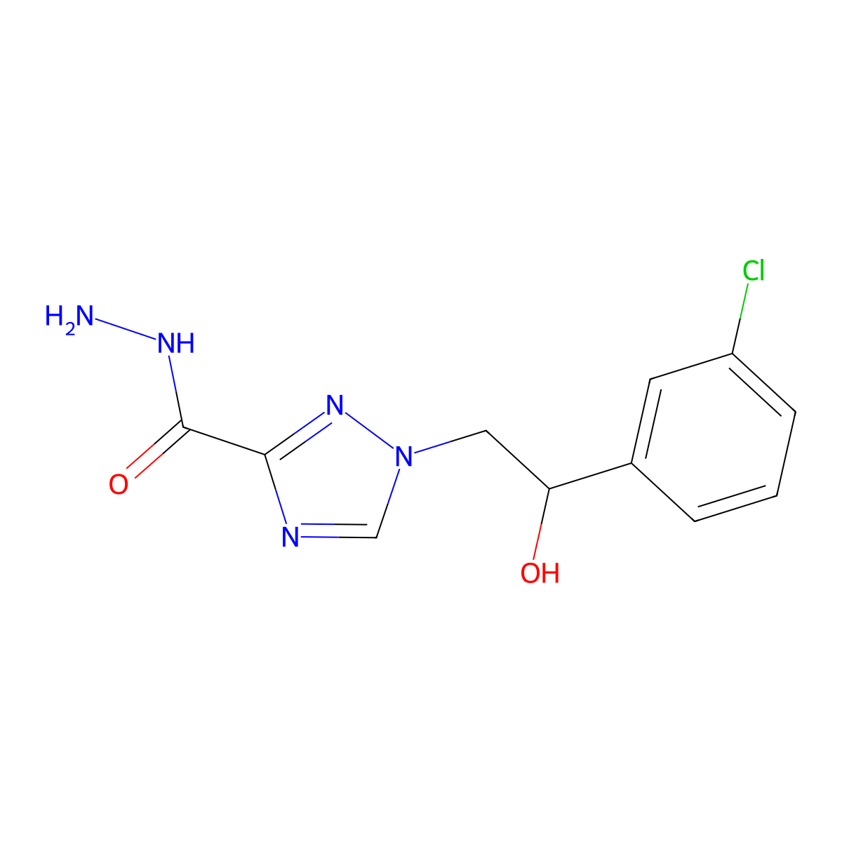 1-[2-(3-chlorophenyl)-2-hydroxyethyl]-1H-1,2,4-triazole-3-carbohydrazide molecular structure, CAS 1986367-26-3