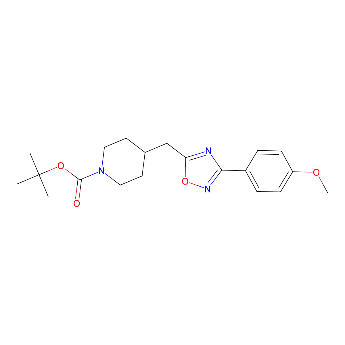 Tert-butyl 4-{[3-(4-methoxyphenyl)-1,2,4-oxadiazol-5-yl]methyl}piperidine-1-carboxylate molecular structure, CAS 1986367-38-7