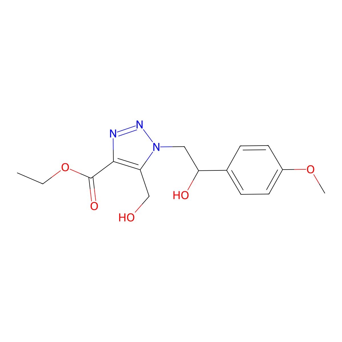 ethyl 1-[2-hydroxy-2-(4-methoxyphenyl)ethyl]-5-(hydroxymethyl)-1H-1,2,3-triazole-4-carboxylate molecular structure, CAS 1986367-69-4