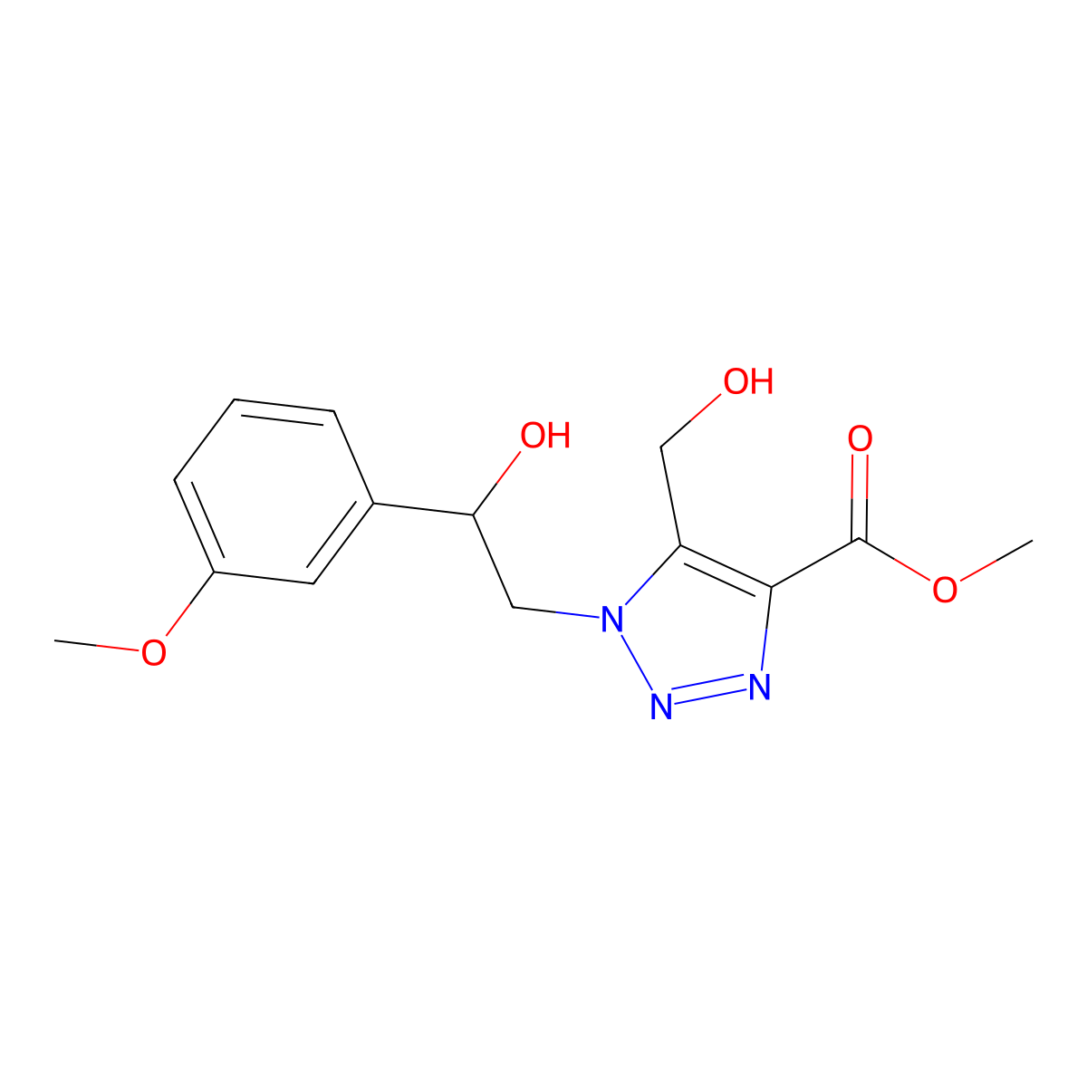 methyl 1-[2-hydroxy-2-(3-methoxyphenyl)ethyl]-5-(hydroxymethyl)-1H-1,2,3-triazole-4-carboxylate molecular structure, CAS 1986367-89-8