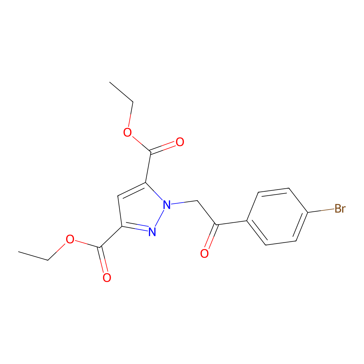 diethyl 1-[2-(4-bromophenyl)-2-oxoethyl]-1H-pyrazole-3,5-dicarboxylate molecular structure, CAS 1986368-02-8