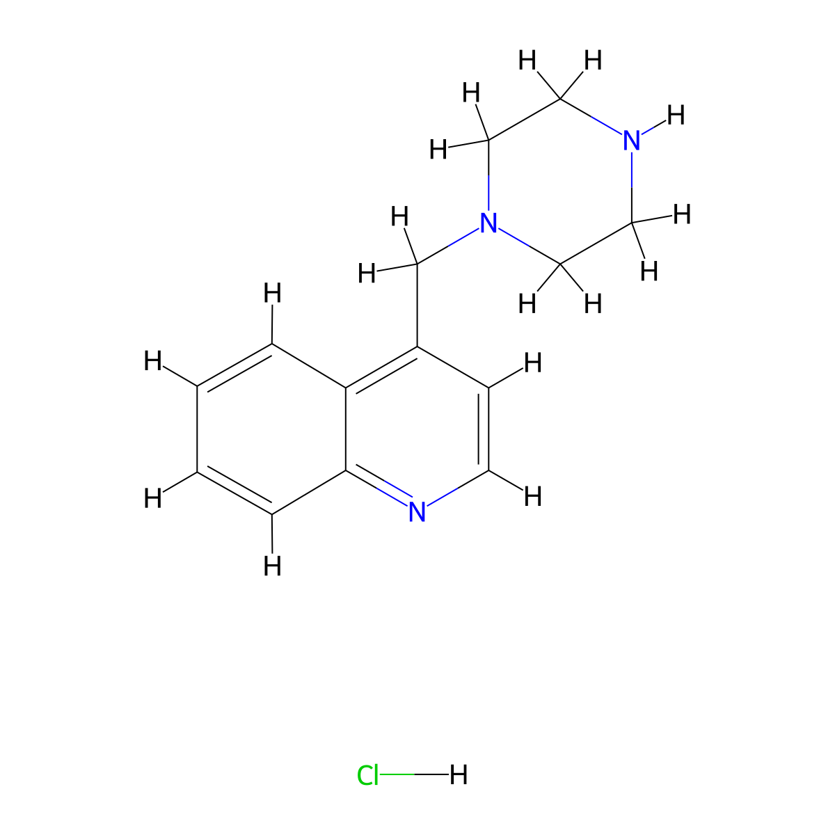 4-(1-Piperazinylmethyl)-quinoline hydrochloride (1:1) molecular structure, CAS 1986372-01-3