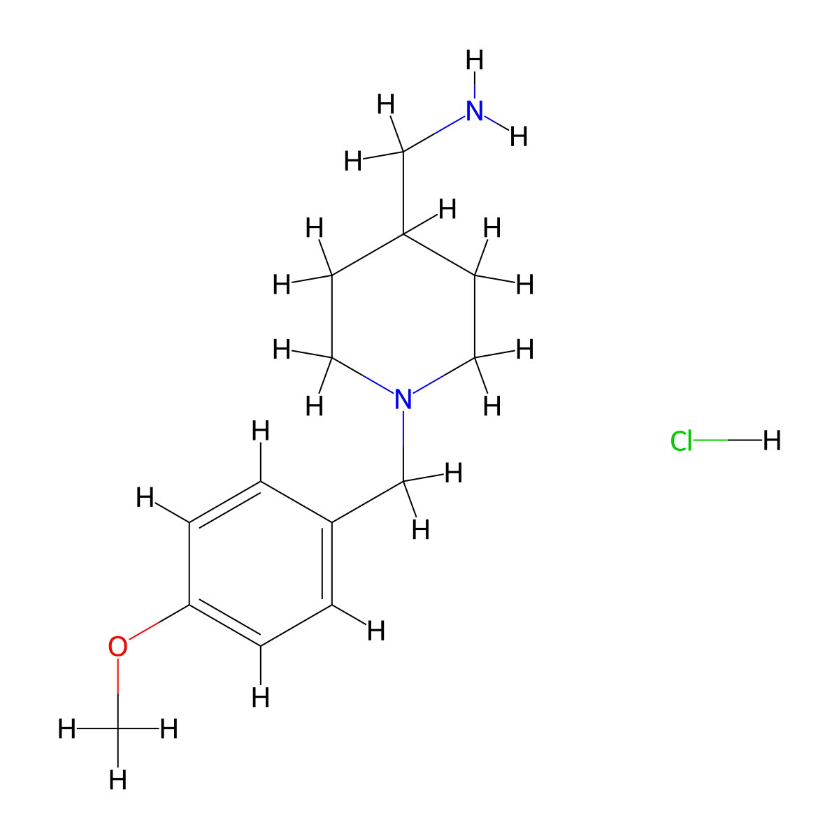(1-(4-Methoxybenzyl)piperidin-4-yl)methanamine hydrochloride molecular structure, CAS 1986372-15-9