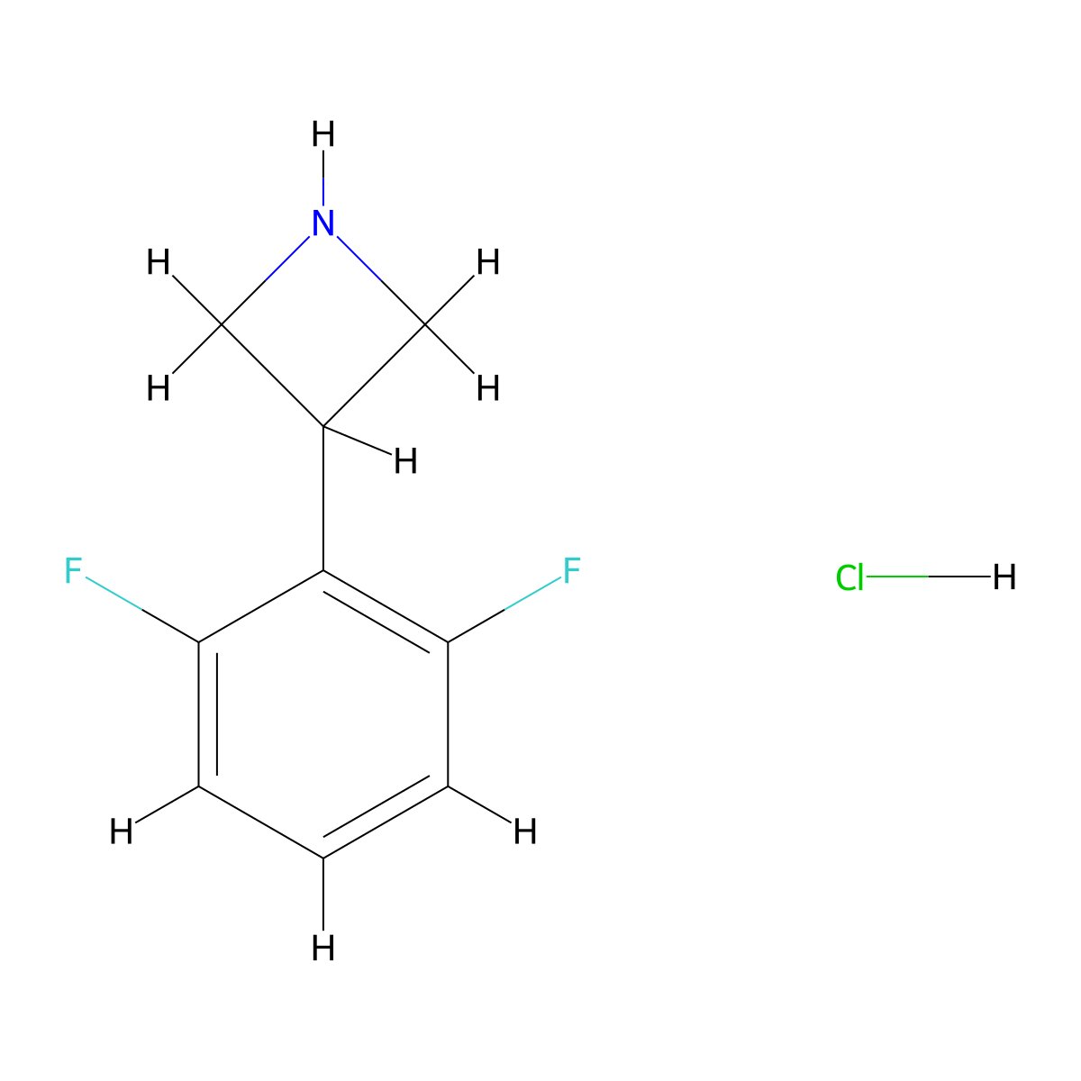 3-(2,6-Difluorophenyl)azetidine hydrochloride molecular structure, CAS 1986372-82-0