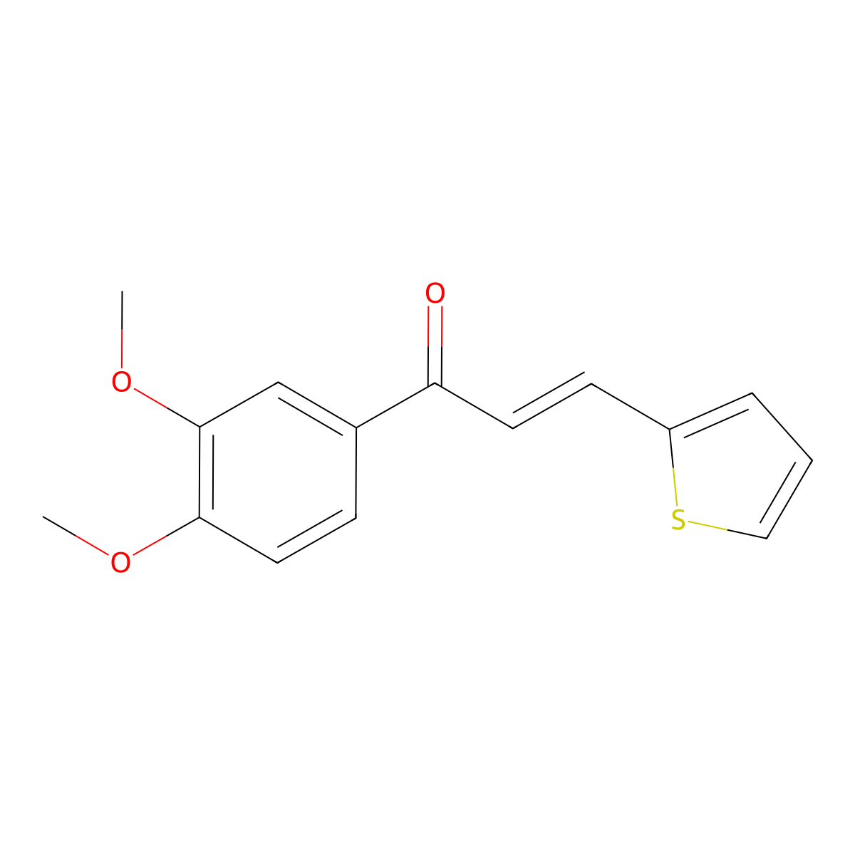 1-(3,4-Dimethoxyphenyl)-3-(thiophen-2-yl)prop-2-en-1-one molecular structure, CAS 198639-89-3