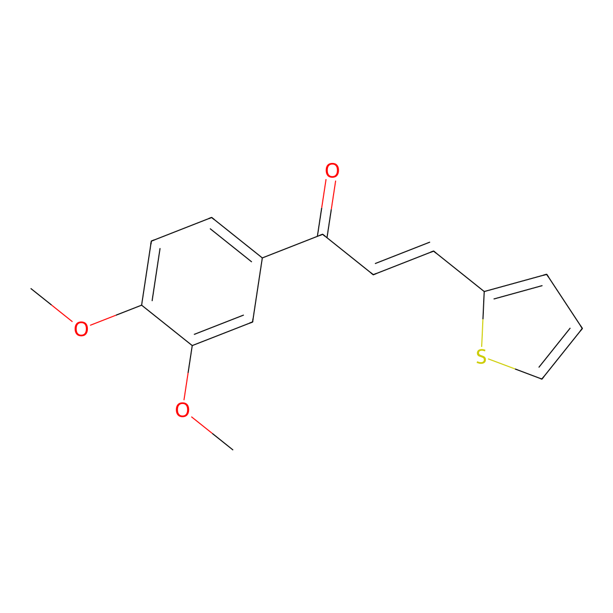1-(3,4-Dimethoxyphenyl)-3-(thiophen-2-yl)prop-2-en-1-one molecular structure, CAS 198639-89-3