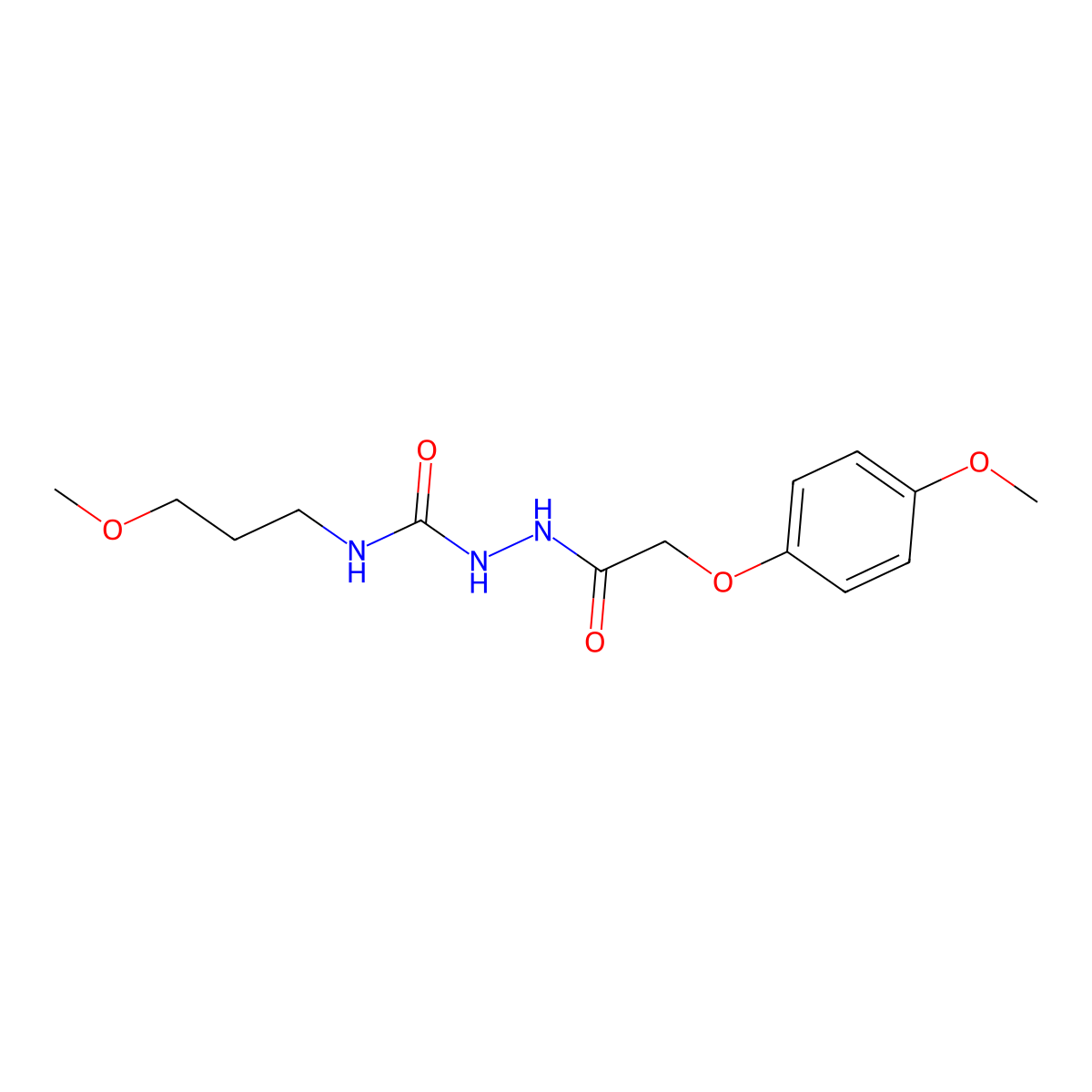 2-[(4-methoxyphenoxy)acetyl]-N-(3-methoxypropyl)hydrazinecarboxamide molecular structure, CAS 1986395-99-6