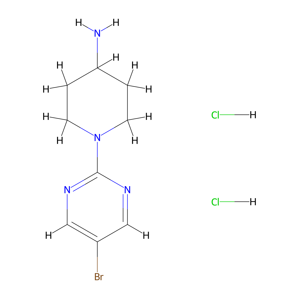 1-(5-Bromopyrimidin-2-yl)piperidin-4-amine dihydrochloride molecular structure, CAS 1986404-69-6