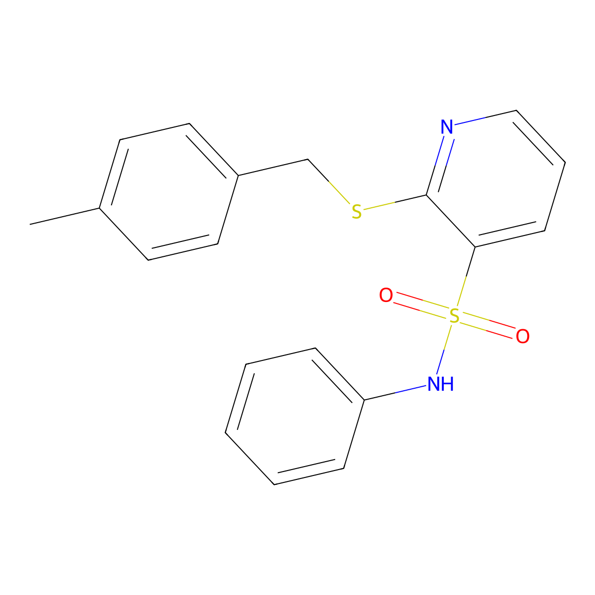 2-[(4-methylbenzyl)thio]-N-phenylpyridine-3-sulfonamide molecular structure, CAS 1986427-19-3