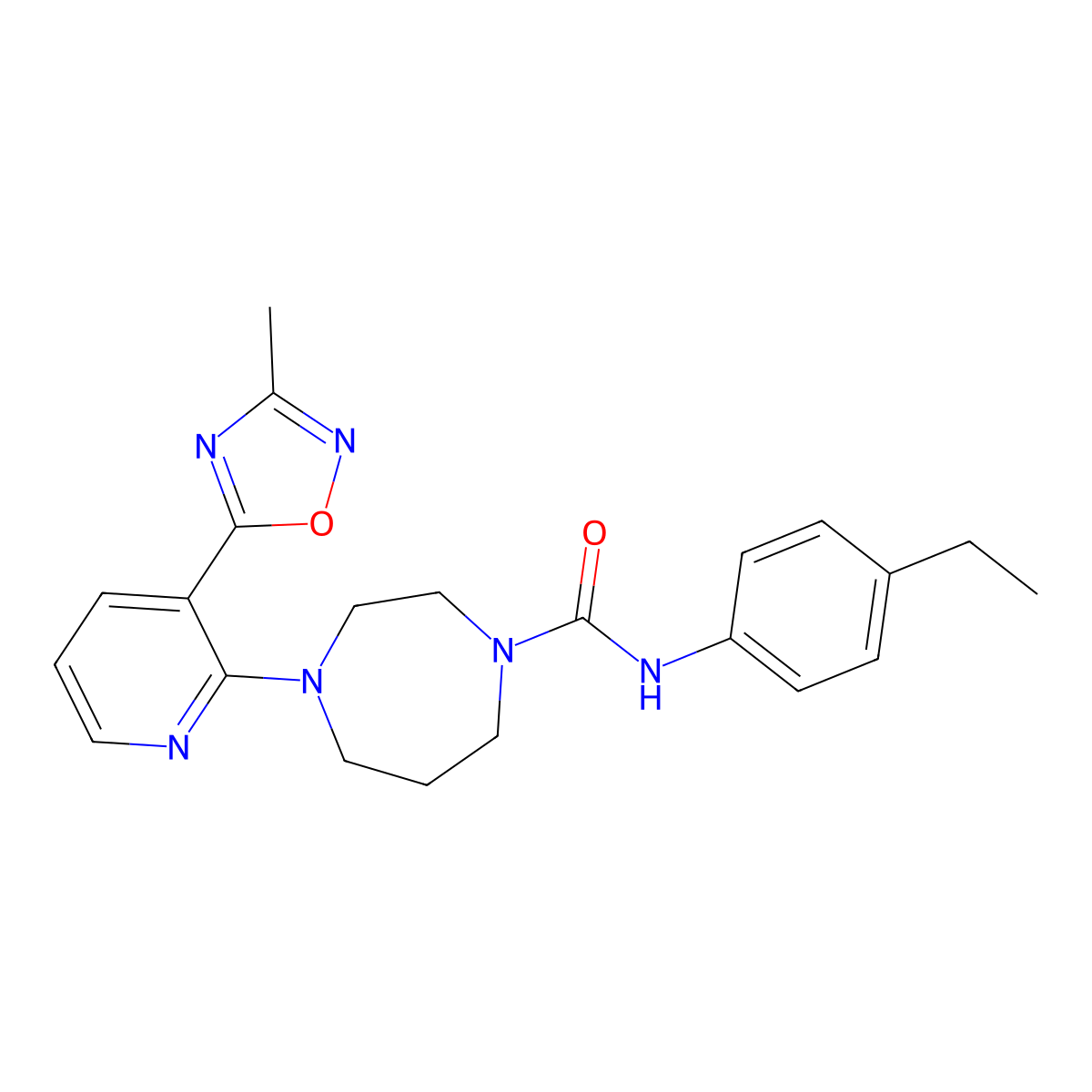 N-(4-ethylphenyl)-4-[3-(3-methyl-1,2,4-oxadiazol-5-yl)pyridin-2-yl]-1,4-diazepane-1-carboxamide molecular structure, CAS 1986427-43-3