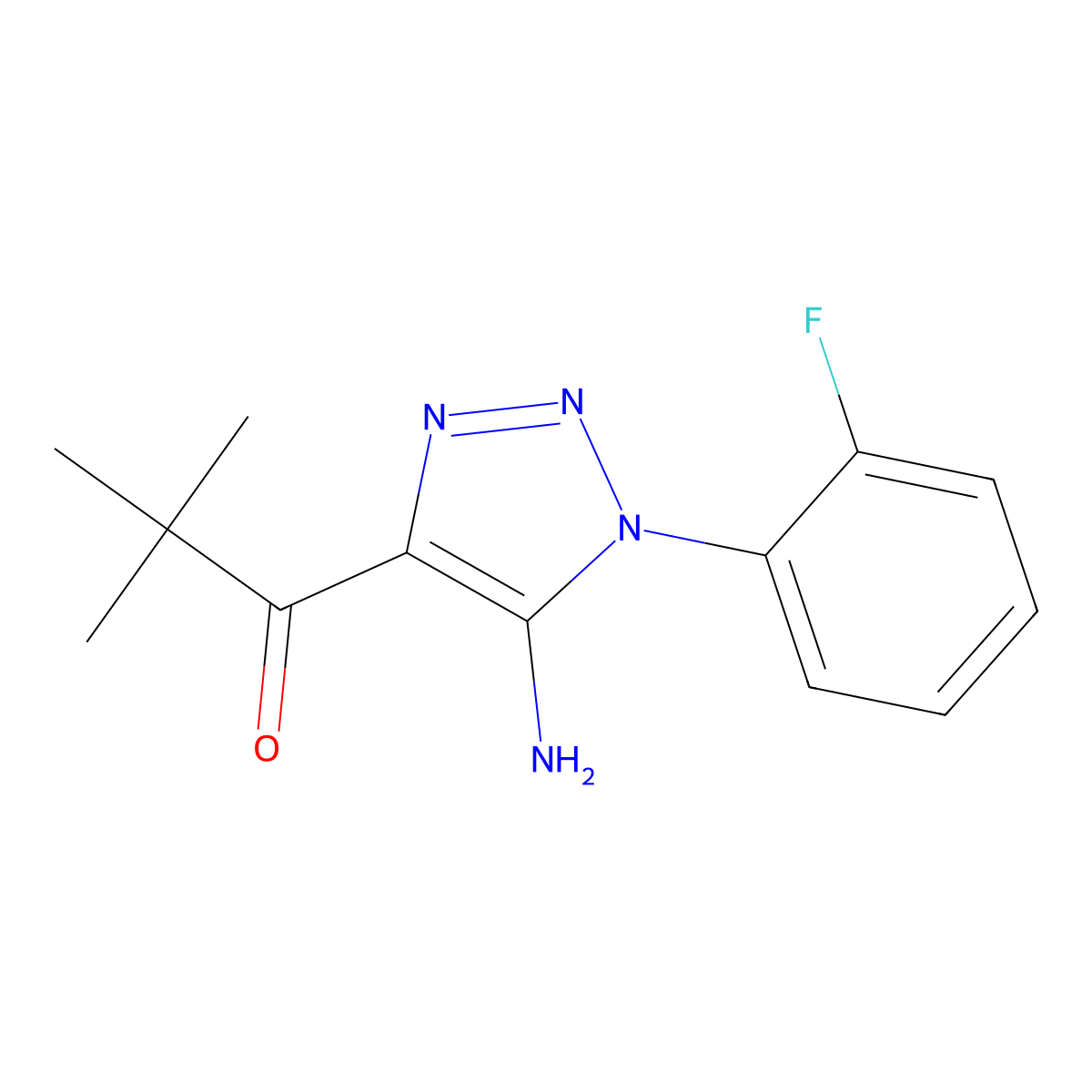1-[5-amino-1-(2-fluorophenyl)-1H-1,2,3-triazol-4-yl]-2,2-dimethylpropan-1-one molecular structure, CAS 1986427-68-2