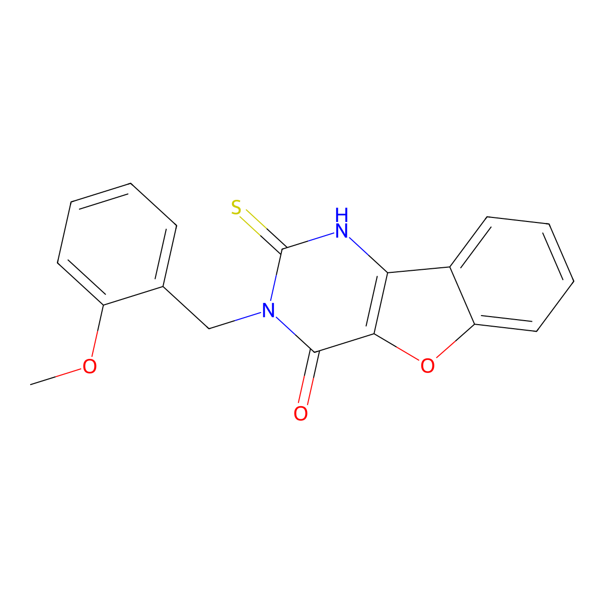 3-(2-methoxybenzyl)-2-thioxo-2,3-dihydro[1]benzofuro[3,2-d]pyrimidin-4(1H)-one molecular structure, CAS 1986427-77-3