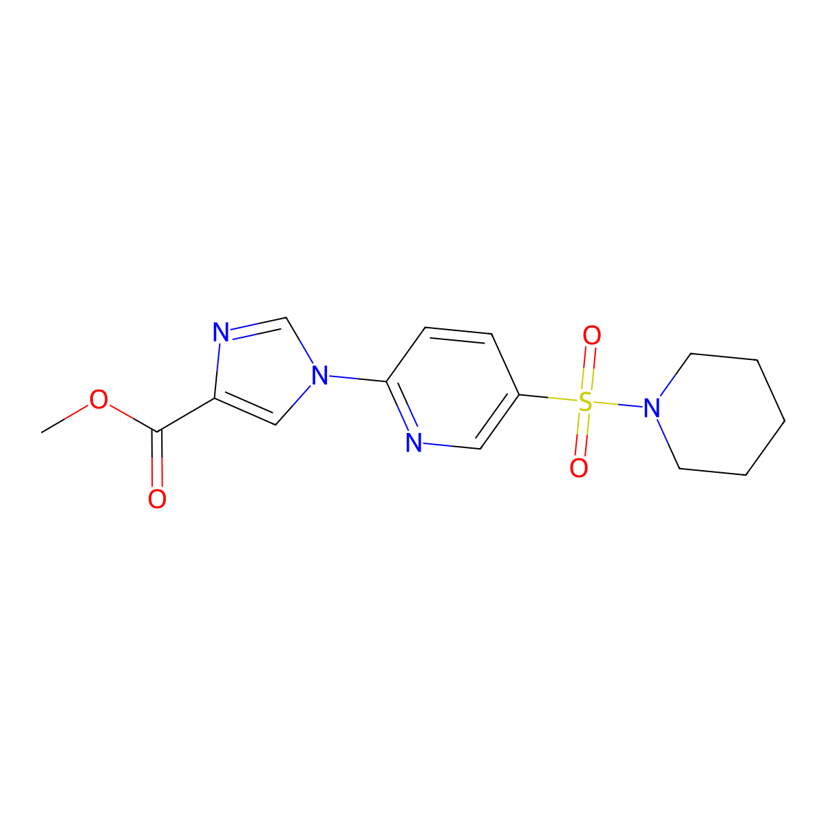 methyl 1-[5-(piperidin-1-ylsulfonyl)pyridin-2-yl]-1H-imidazole-4-carboxylate molecular structure, CAS 1986427-91-1